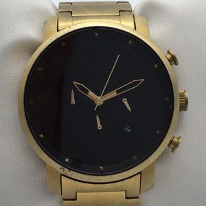 MVMT Lion Gold Chronograph Watch Men 45mm Black Dial New Battery 6.75"